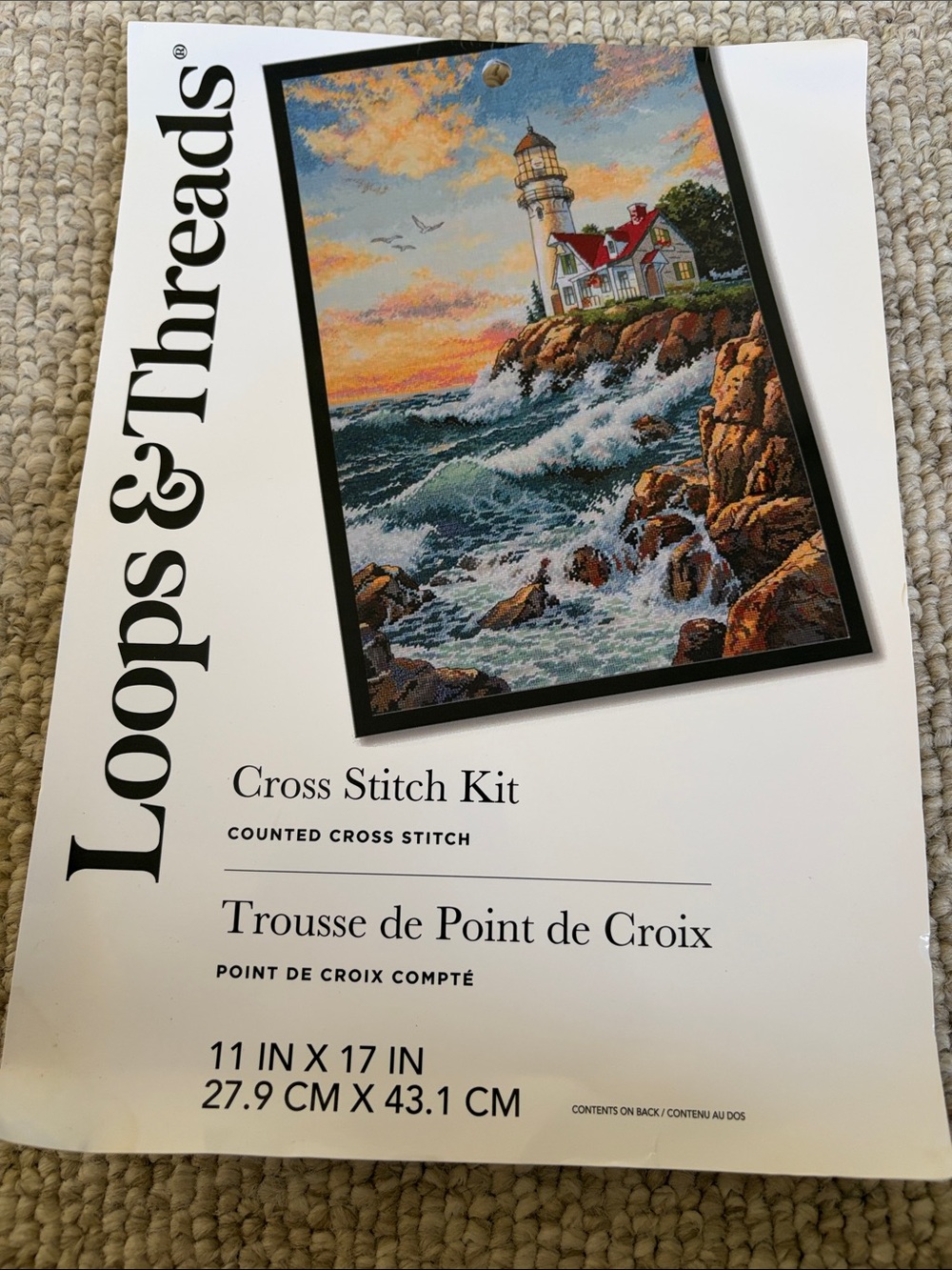 Coastal Lighthouse Cross Stitch Wall Art - Multicolor